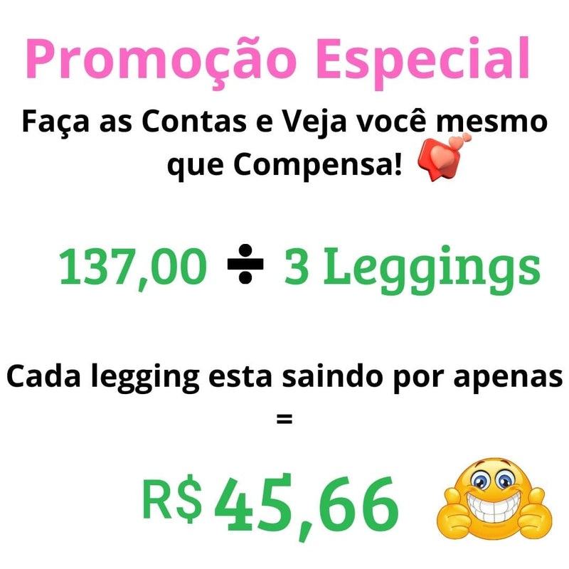 Kit 3 Calça Legging Poliplex (Pague 2 e leve 3)